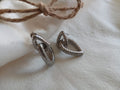 Pendiente plata 925 dos gotas enlazadas huecas labradas (Rodio)