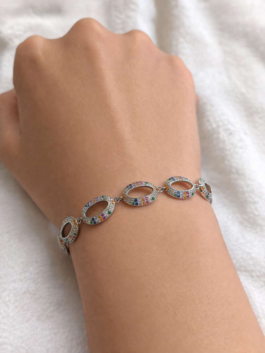 Pulsera Plata Rodio Circonitas Color