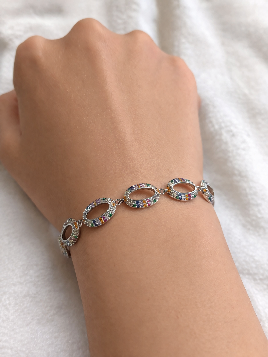 Pulsera Plata Rodio Circonitas Color