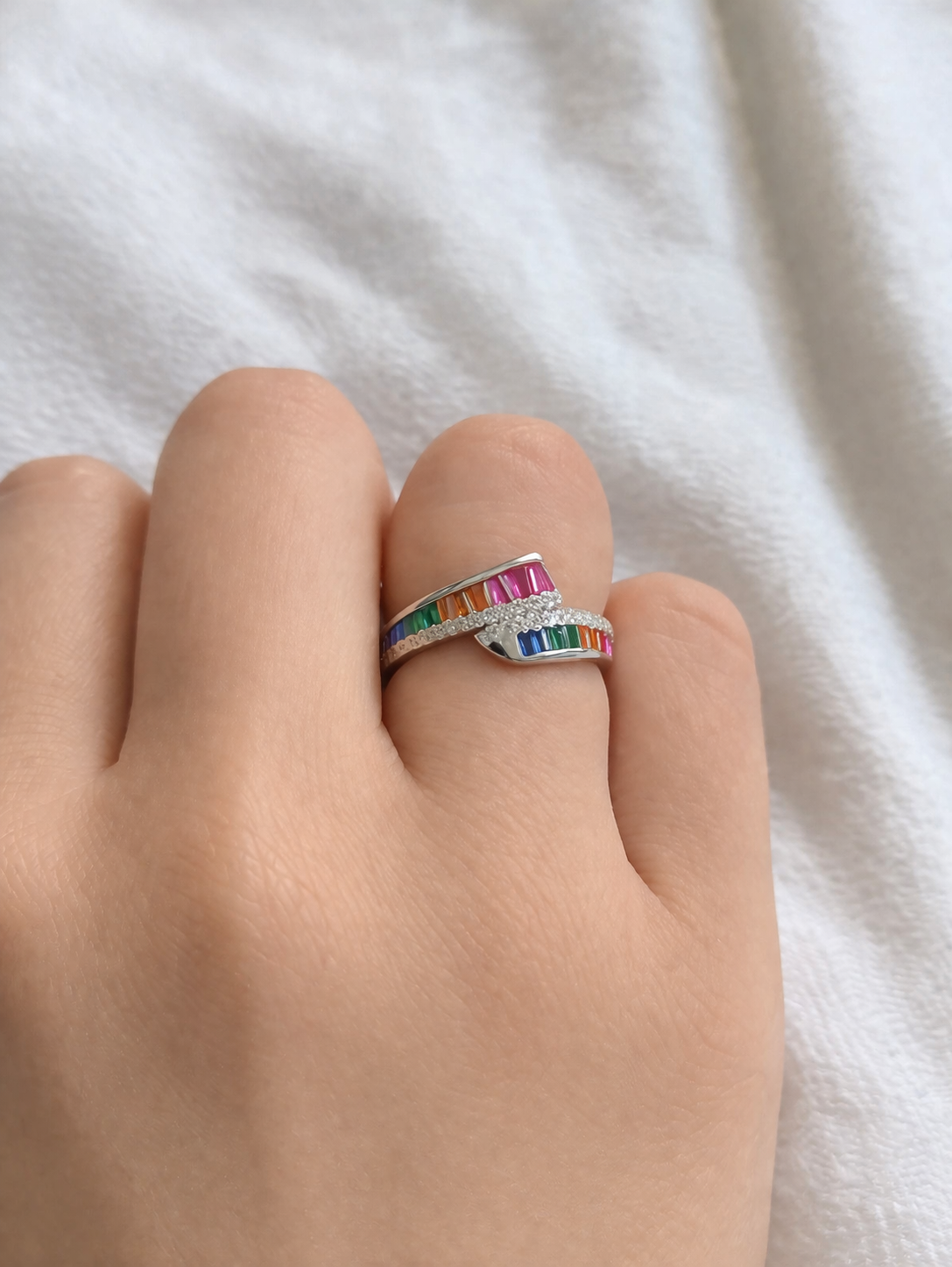 Sortija Plata Rodio Circonitas Multicolor