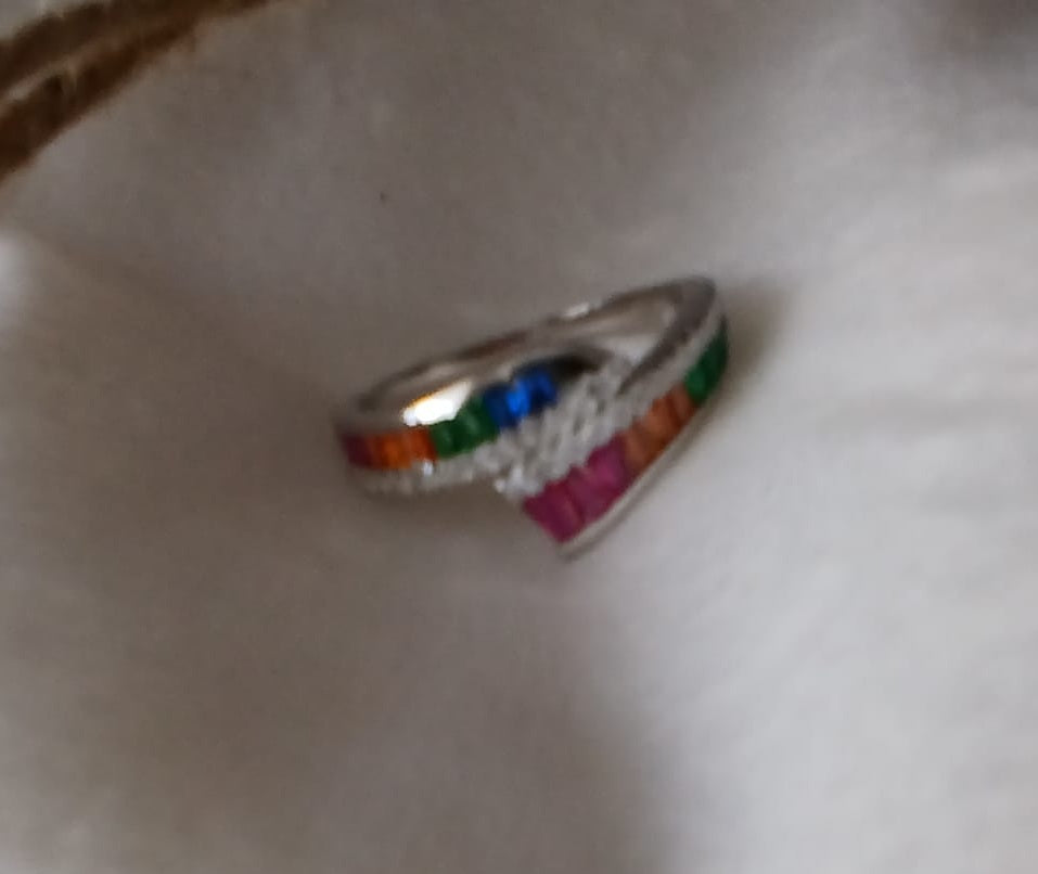 Sortija Plata Rodio Circonitas Multicolor