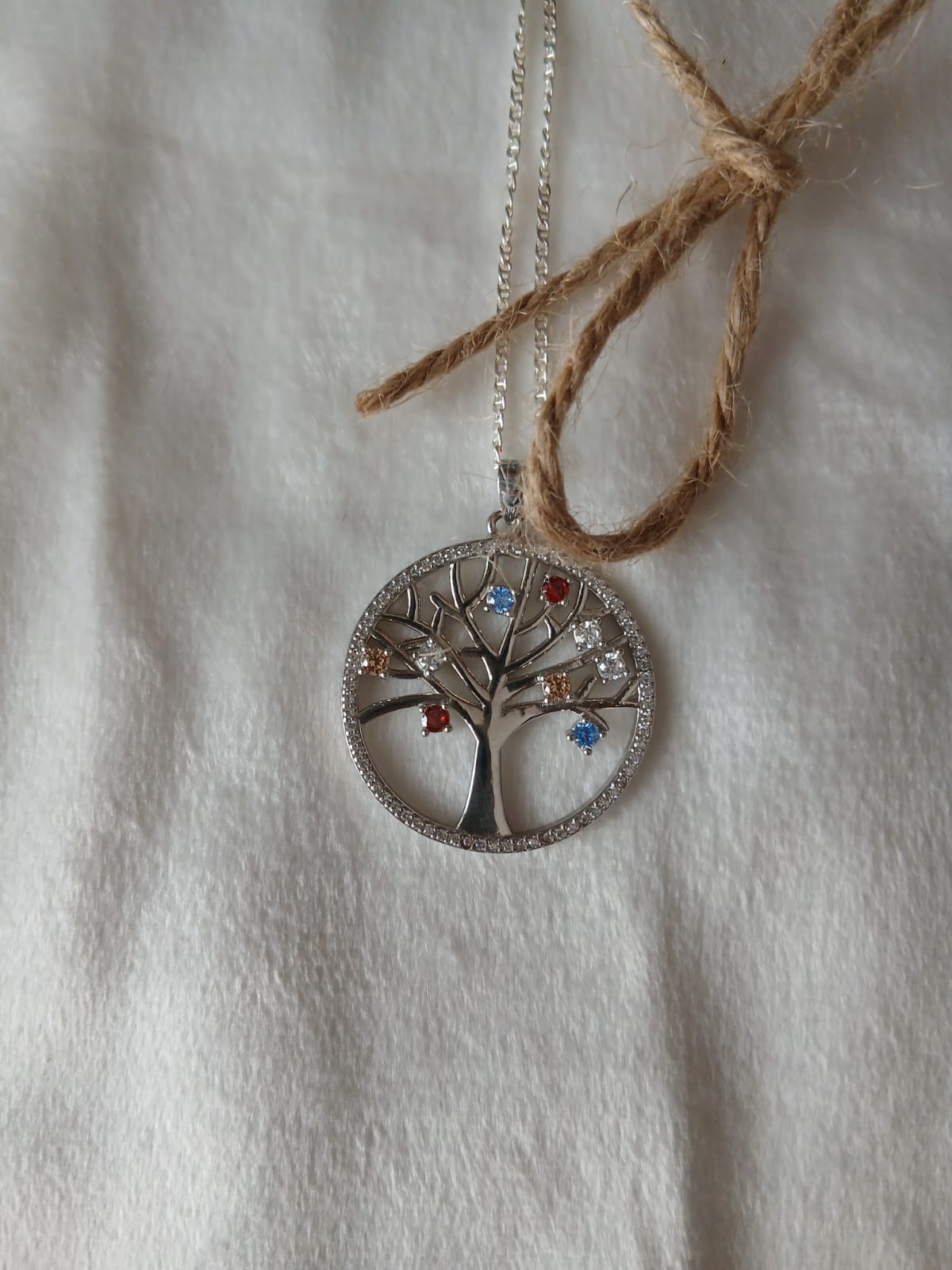 Colgante Plata Rodio árbol de la vida circonitas colores